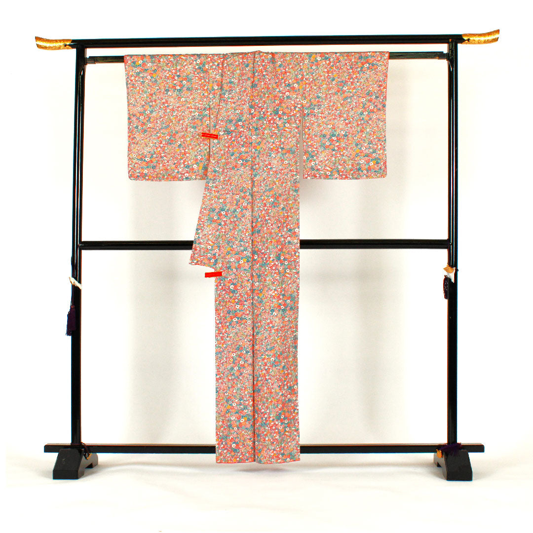 小紋 身丈161cm 裄丈64cm 袷 梅模様 レトロ 正絹 Sランク 紫系 1115000622320