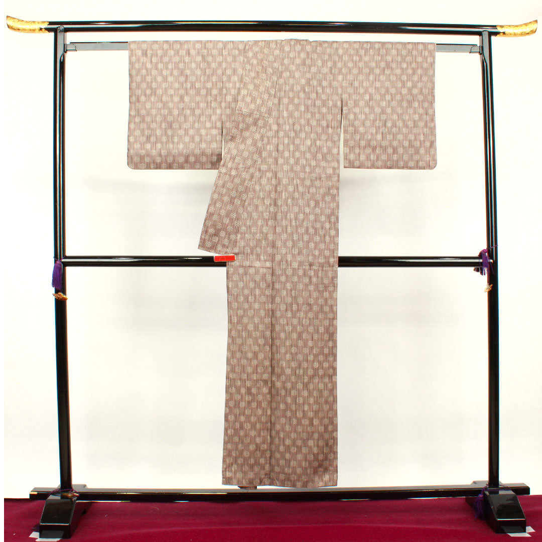 紬 身丈151.5cm 裄丈62cm 洗える着物 水玉模様 ポリ Sランク 袷 グラデ 1116002272299