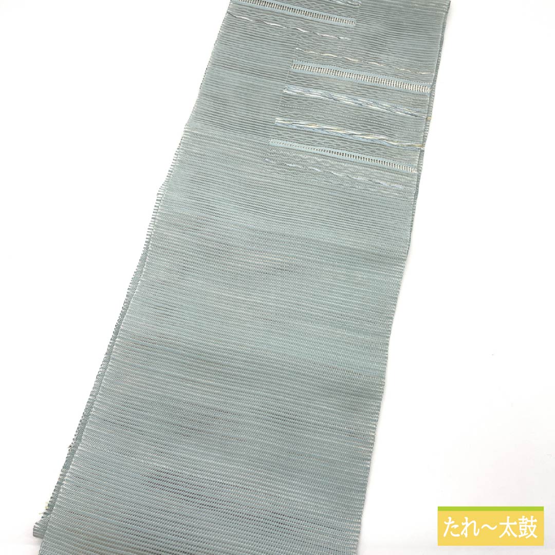 名古屋帯 藍白色(あいじろいろ) 夏帯 抽象模様 帯丈365cm 正絹 Sランク ポイント柄 カジュアル 水色系 1124008592324 松葉仕立て