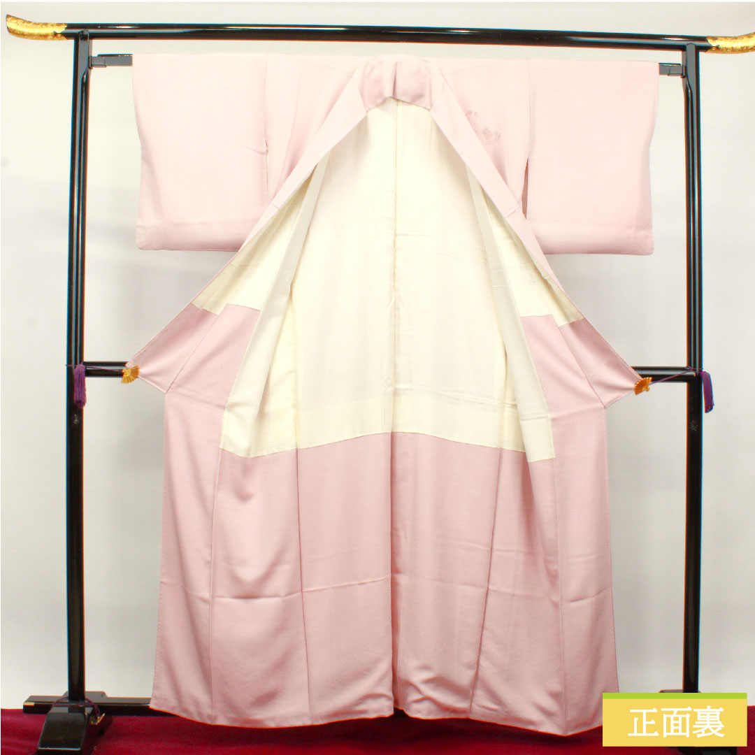 訪問着 正絹 袷 身丈160cm 裄丈62.5cm 退紅色 蘇州刺繡 汕頭刺繡 宝尽くし Sランク ピンク系 1112003422413