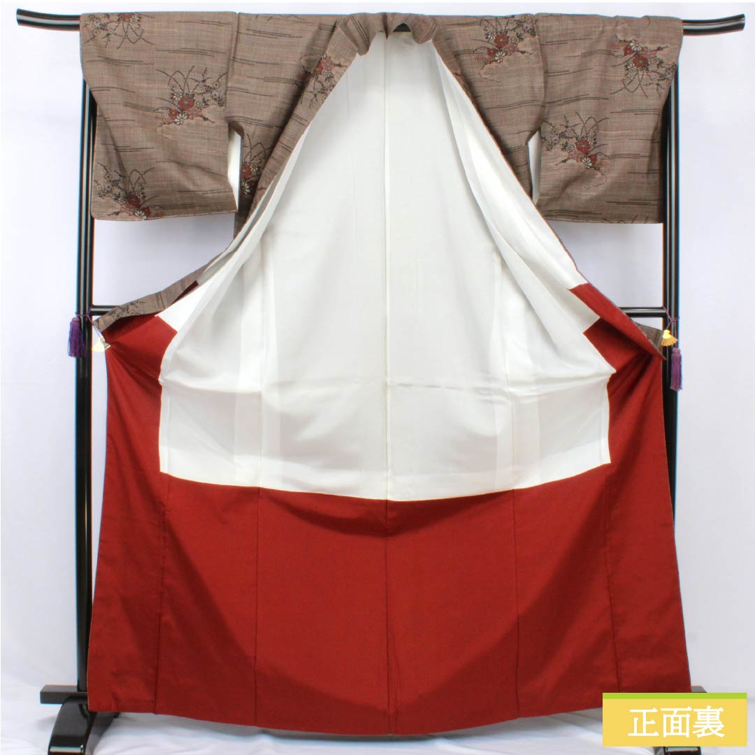 紬 正絹 Sランク 身丈170.5cm 裄丈68cm 赤墨色(あかずみいろ) 大島紬 一元絣 7マルキ 袷 茶系 1116004332614