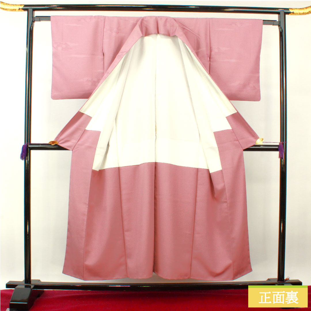 Plain color, polyester, length 151cm, sleeve length 61.5cm, Bijinsai color, washable kimono, auspicious motif, lined, B rank, purple, 1114001274220