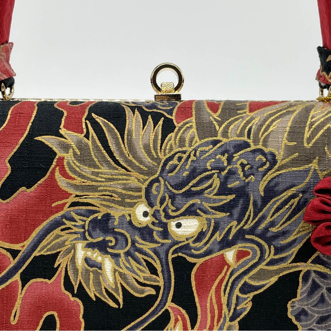 和装バッグ カジュアル NEWランク 黒色(くろいろ) 龍 古典柄 ハンドメイド作家 黒系 113900068110
