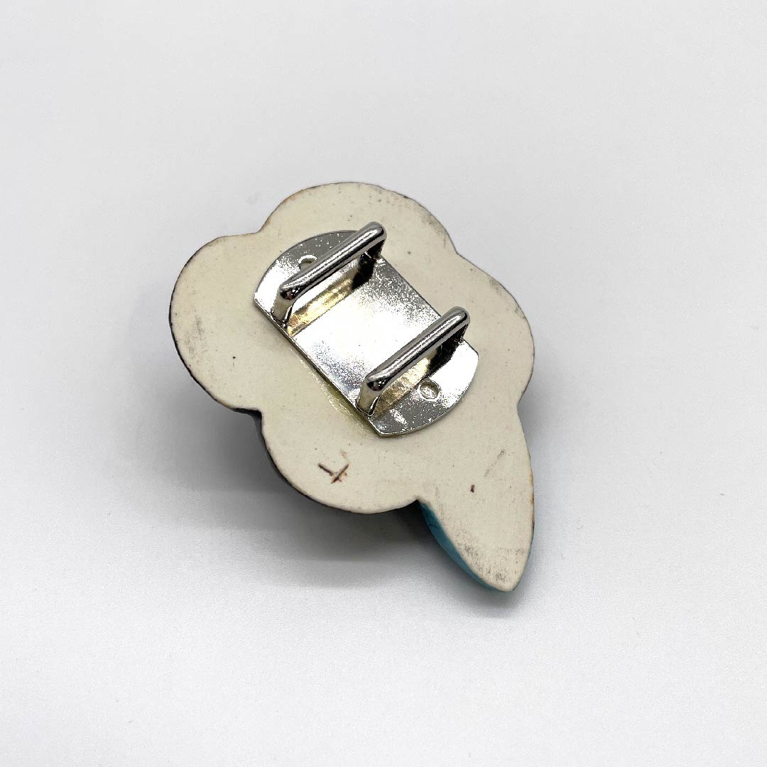 (New old stock) Obi fastener, ceramic, casual, black, ceramic, camellia flower, length approx. 4cm, width approx. 5cm, S rank, black, 1137000382910
