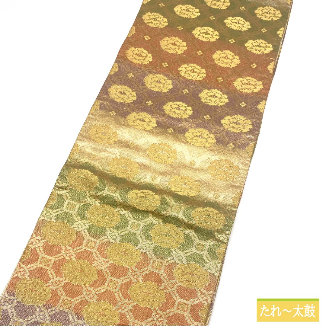 Formal, A-Rank Pure Silk Obi with Auspicious Designs, Saga Nishiki Pattern, 438cm Long, Full Length, Gradient Pattern, for Tomesode (Tomesode), Product Number: 1123015273399