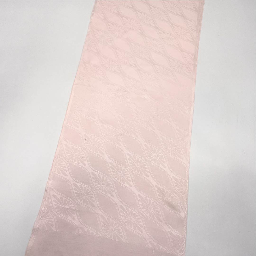 帯揚げ 正絹 Aランク セミフォーマル 桜色(さくらいろ) 立涌 菊 古典柄 長さ約170cm 幅約29cm ピンク系 1136002063913