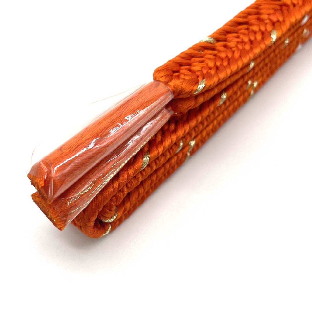 (新古品) 帯締め 正絹 四分紐 赤橙色(あかだいだいいろ) 金属糸使用 新古品 長さ約159cm 幅約1.6cm フォーマル NEWランク 橙系 1135003001326