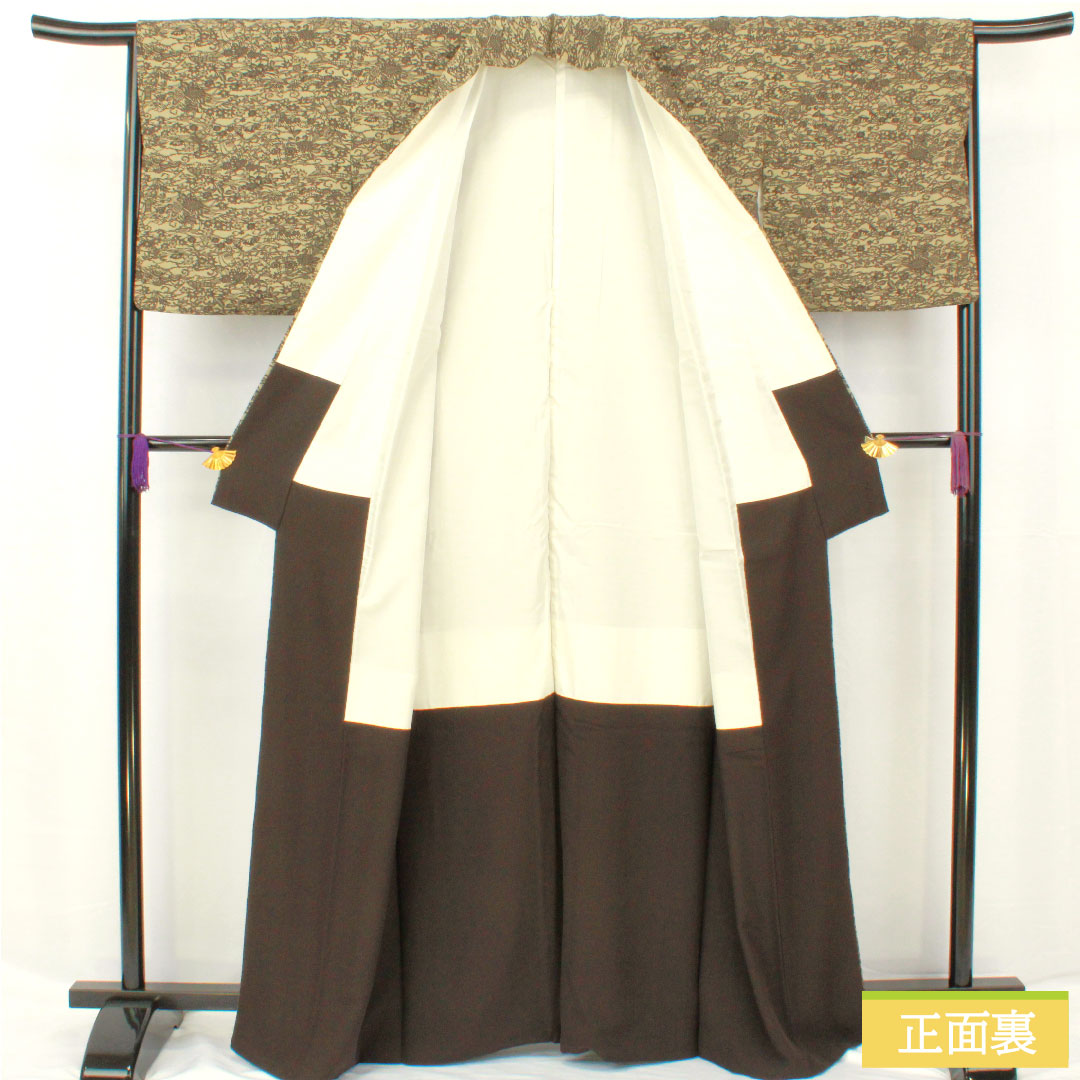 小紋 正絹 身丈163cm 裄丈65.5cm 袷 江戸鼠色(えどねずいろ) 型染 茶屋辻 Sランク グレー系 1115004692422