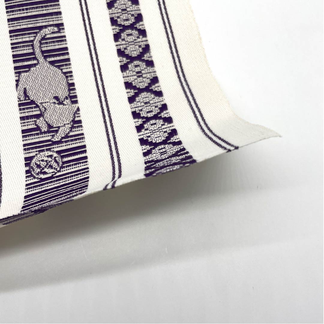 半幅帯 ポリエステル 帯丈360cm 白色(しろいろ) 博多織風 ネコ 白系 Sランク 1125001562311