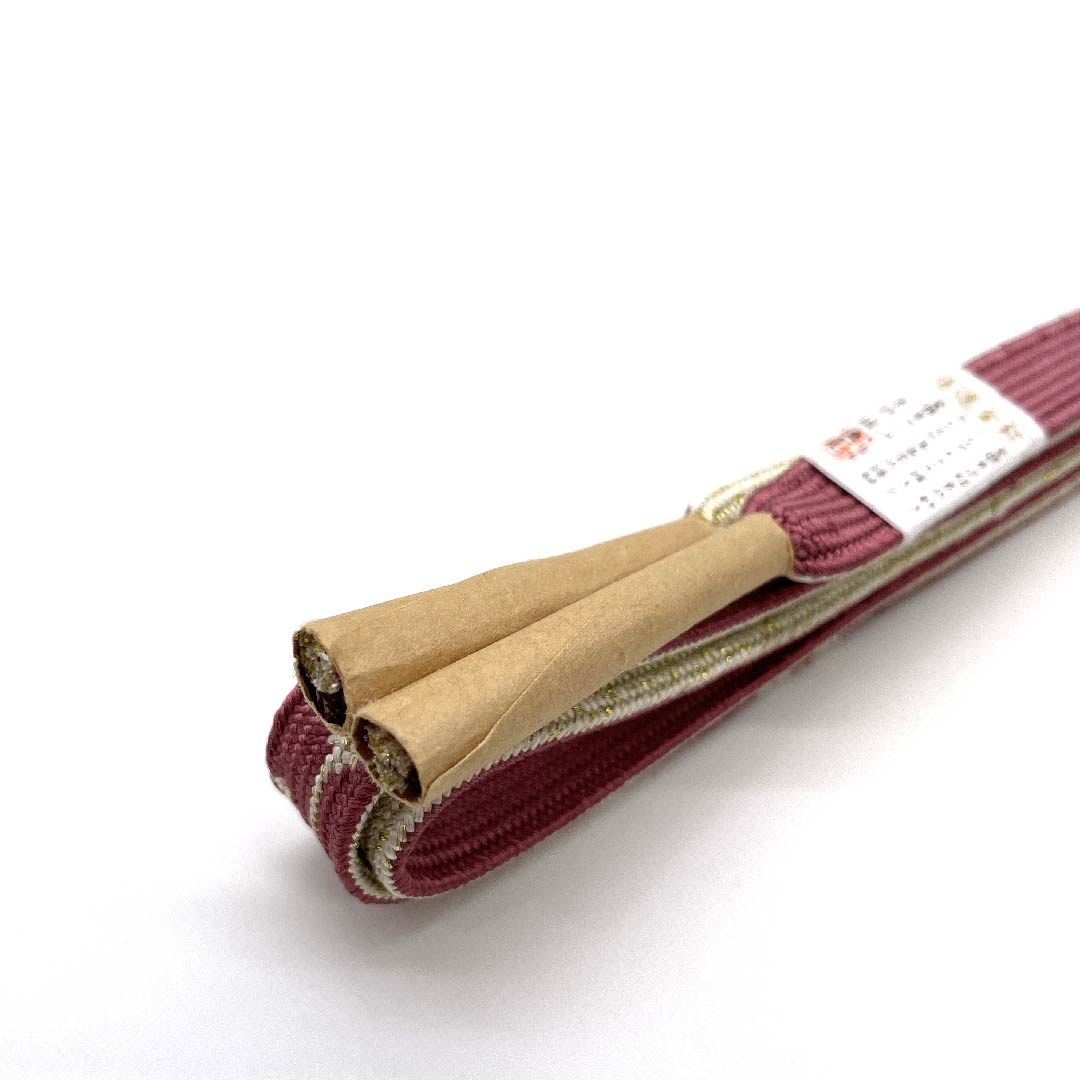 (New old stock) Obijime (belt sash) made of pure silk, quarter-length cord, all crimson, made with specially selected gold and silver thread, new old stock, length approx. 162cm, width approx. 1.5cm, semi-formal, S rank, pink, 1135001522913