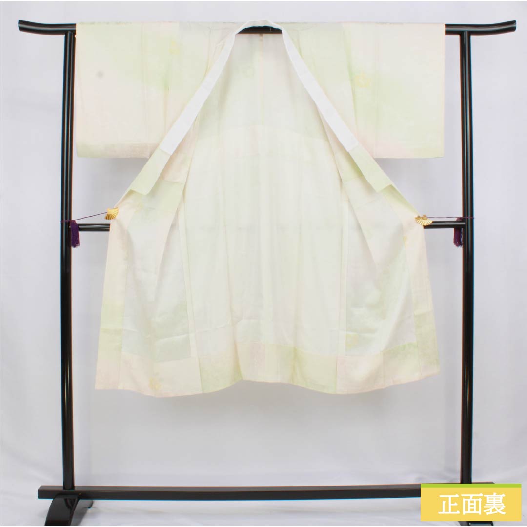 長襦袢 正絹 Sランク 身丈120cm 裄丈60.5cm 単衣 ボカシ染 吉祥文様 緑系 1129000752119