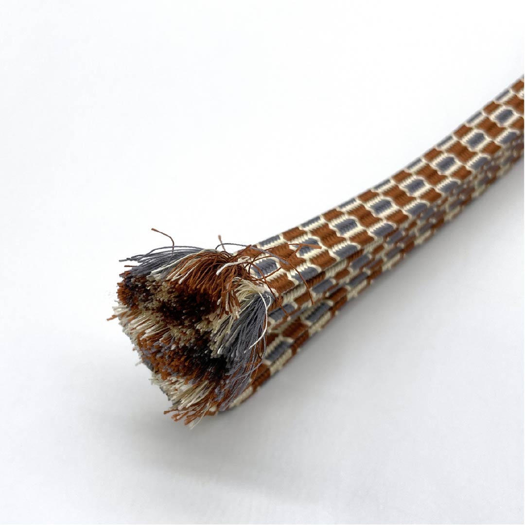 帯締め 正絹 Sランク 樺色(かばいろ) 変わり市松 古典柄 長さ約152cm 幅約1.3cm カジュアル 茶系 1135004742314