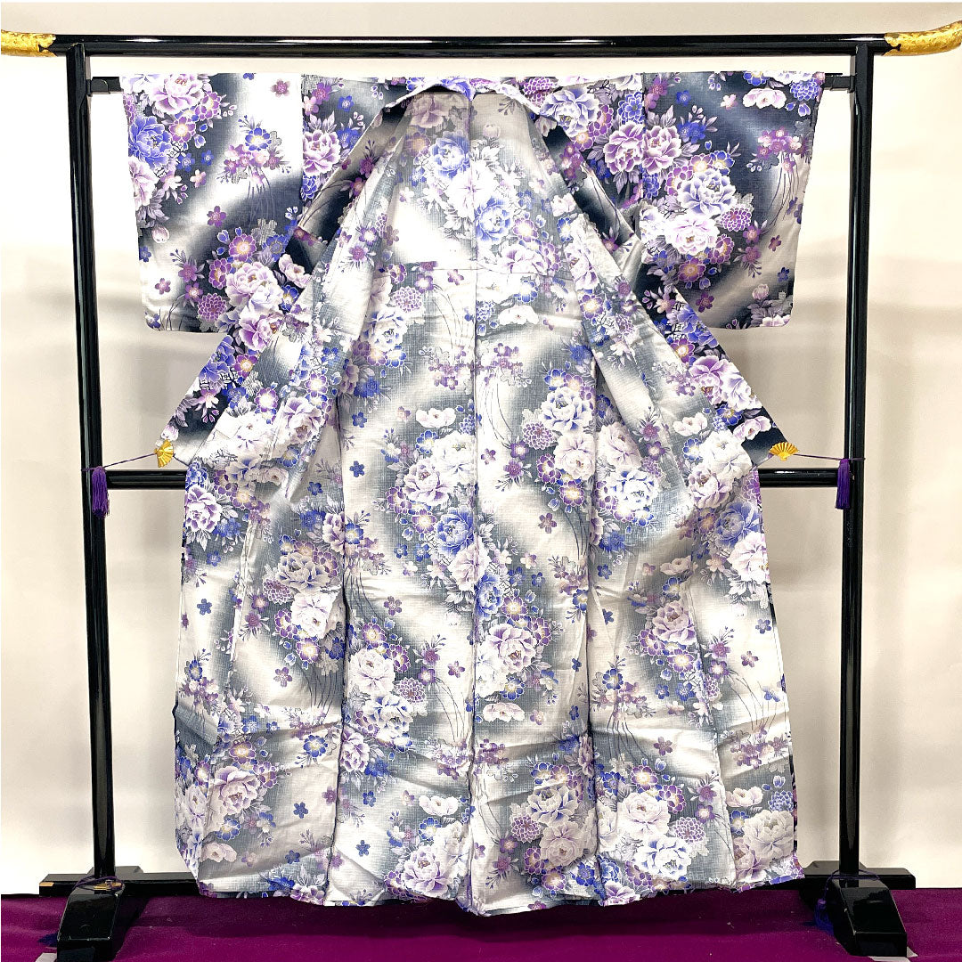 Yukata Sakura Cotton S Rank Single Layer Length 162cm Sleeve Length 66cm Black 1118001502410