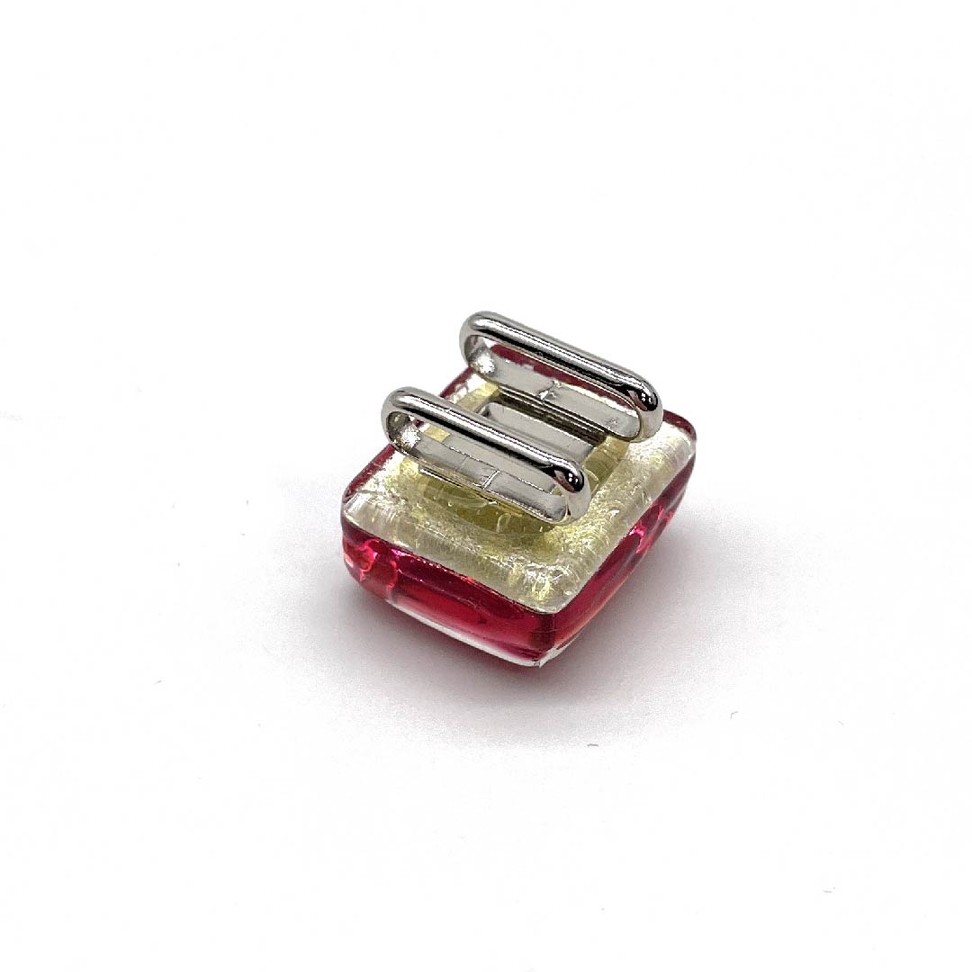 (New old stock) Obi fastener, other, casual, transparent, simple, square, length approx. 2cm, width approx. 2cm, S rank, red, 1137000942912