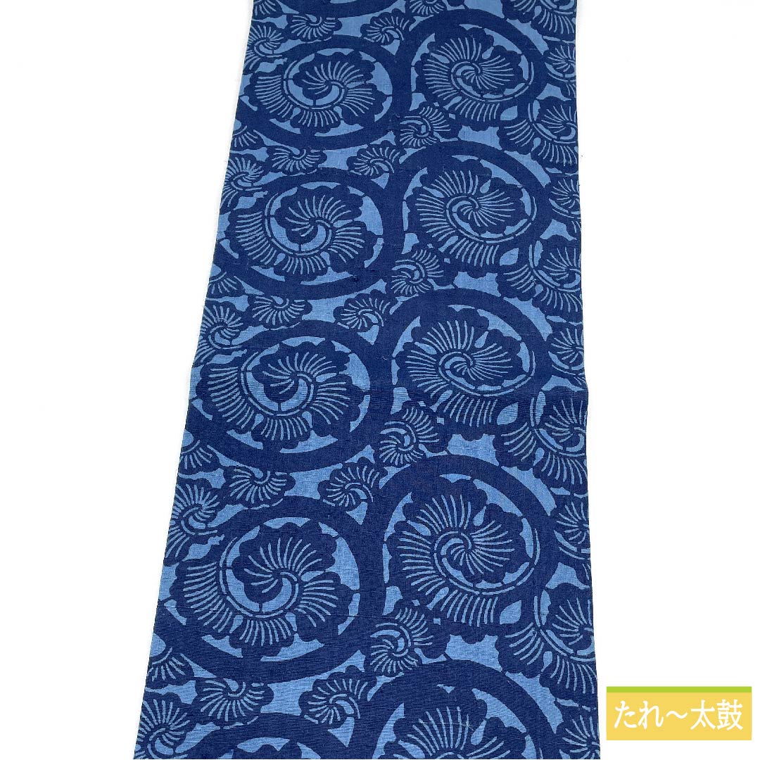 名古屋帯 正絹 裏色(うらいろ) 抽象草花模様 紬地 帯丈367cm Sランク 全通 カジュアル 青系 1124006392317 開き仕立て