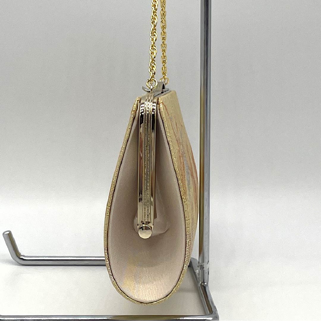 (Like New) Formal Zori and Bag Set, Grade A, 2-Way, Crane Design, Size M, Gold Finish, 1133000283321