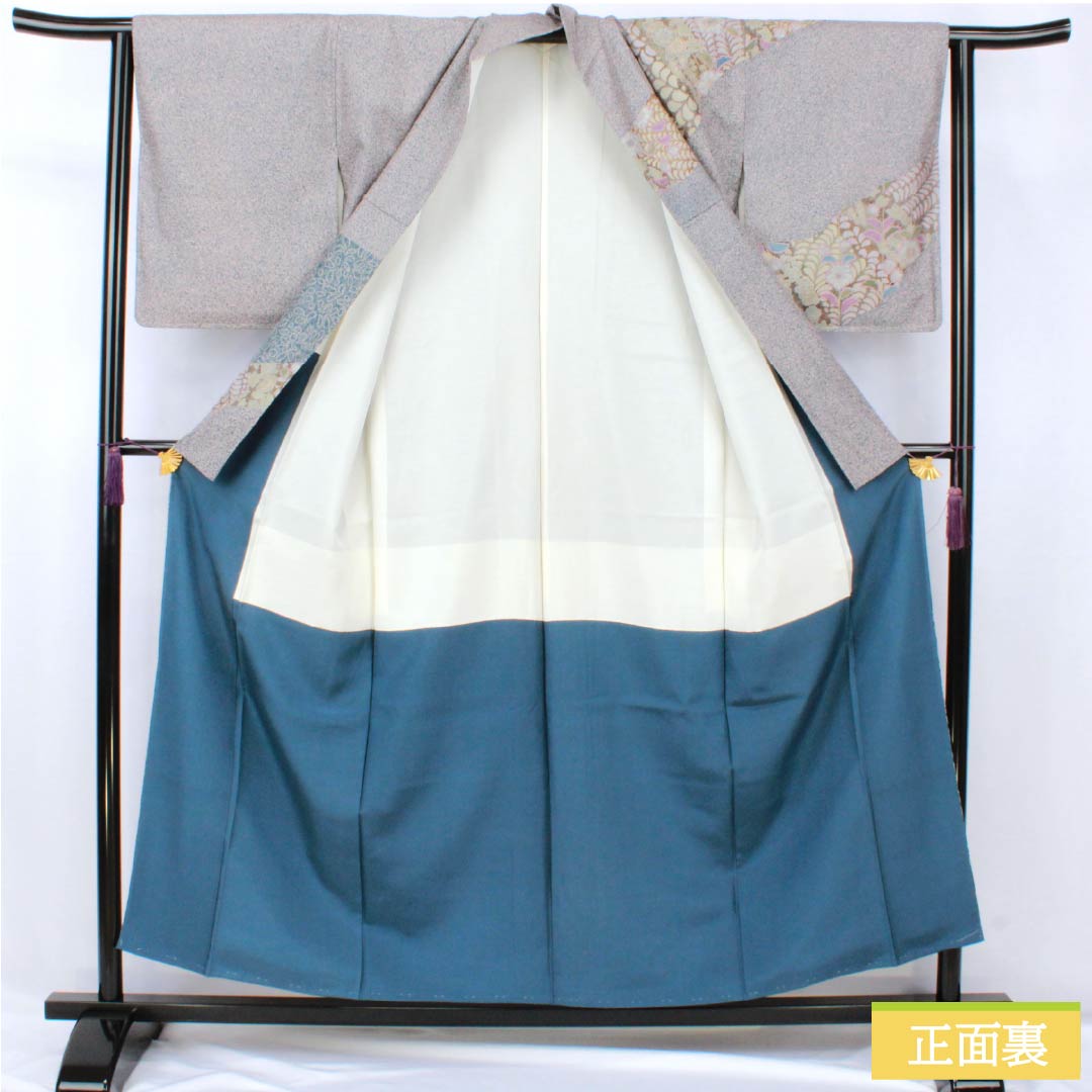 訪問着 正絹 Sランク 袷 身丈156cm 裄丈62.5cm 灰桜色(はいざくらいろ) 大島紬 辻ヶ花 しつけ糸付き パールトーン加工 グレー系 1112007472322