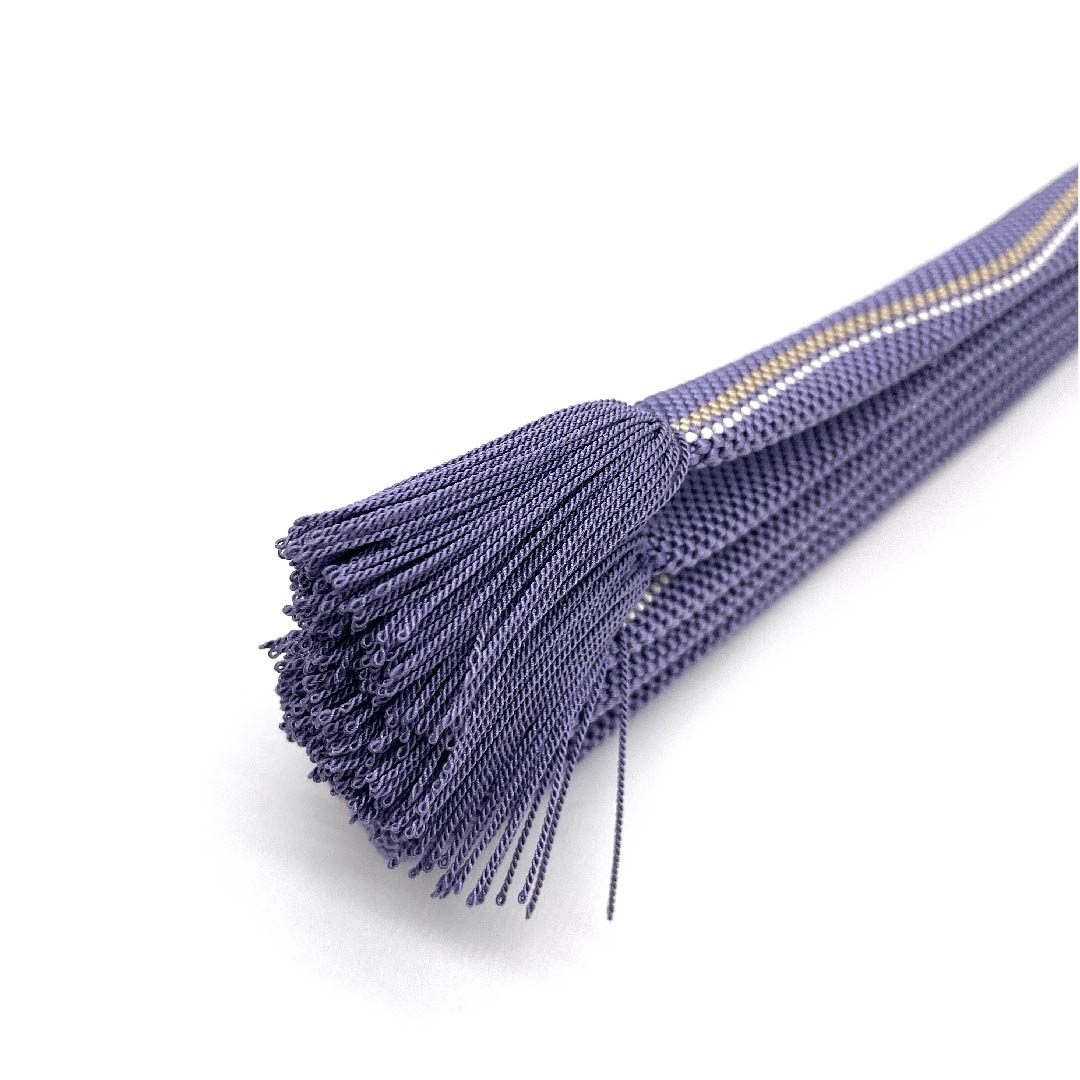 (新古品) 帯締め 正絹 四分紐 藤鳩羽色(ふじはとばいろ) 組紐工房 綺彩 夢むすび 長さ約162cm 幅約1.2cm カジュアル Sランク 紫系 1135002652320