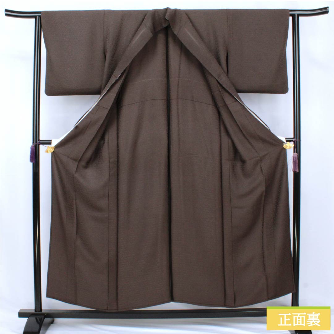 色無地 正絹 Aランク 身丈153cm 裄丈63cm 栗鼠色(くりねずみいろ) 音符 五線譜 楽譜 単衣 茶系 1114002623214