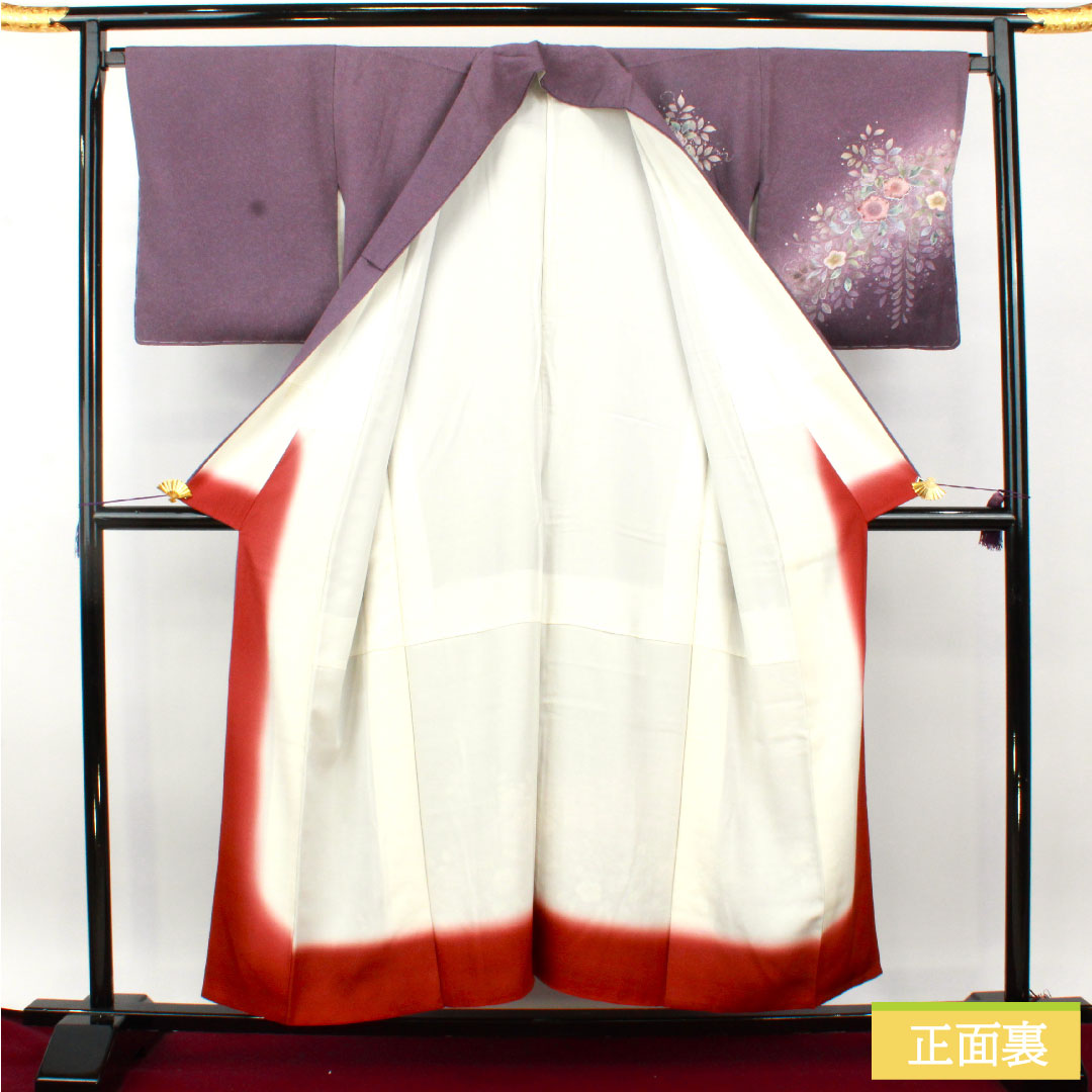 訪問着 正絹 袷 身丈154.5cm 裄丈67cm 滅紫色(けしむらさきいろ) 辻ヶ花 Aランク 紫系 1112004753220