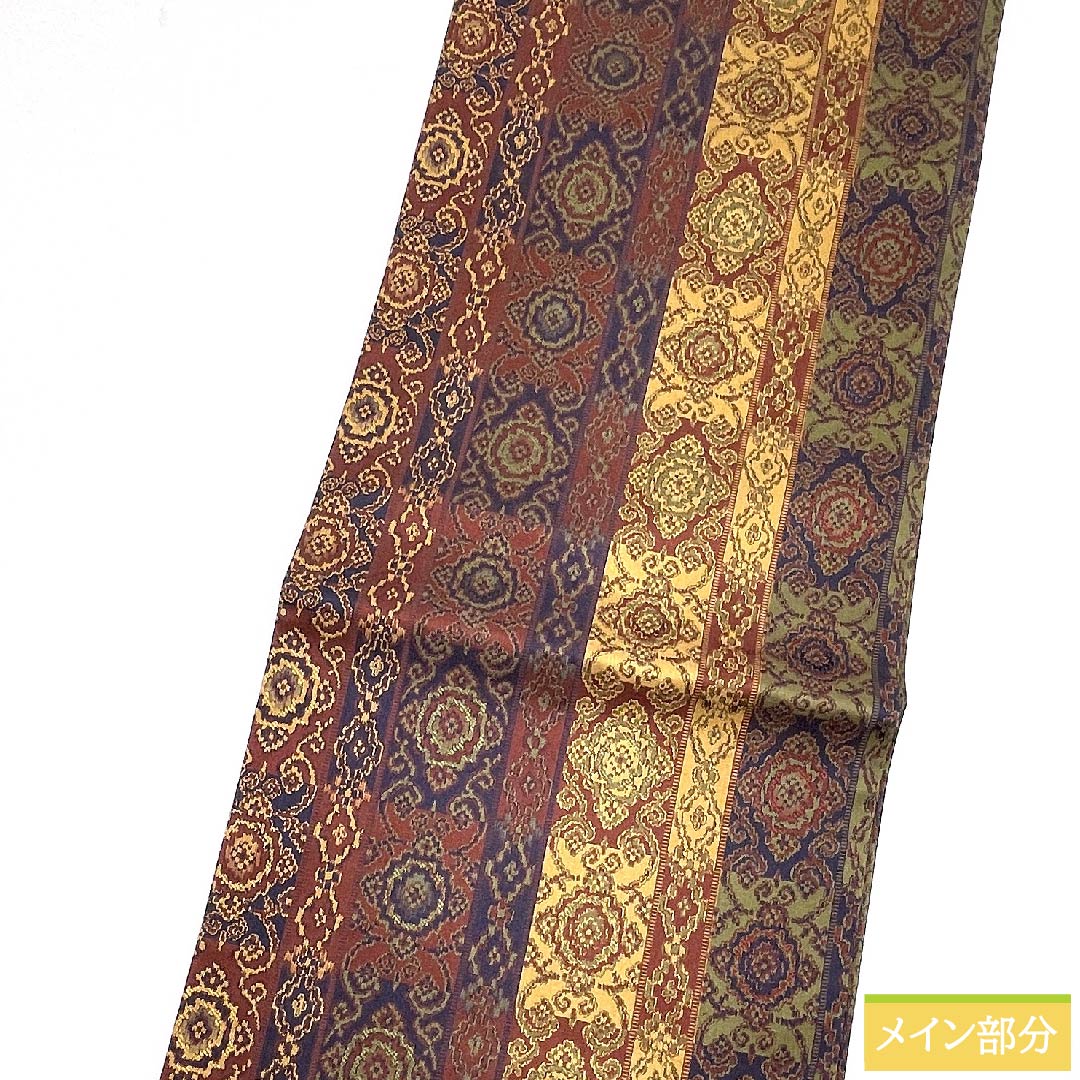 名古屋帯 小豆茶色 紹巴織 古典柄 正倉院文様 帯丈358cm 正絹 Sランク 全通 カジュアル 茶系 1124005322314 開き仕立て