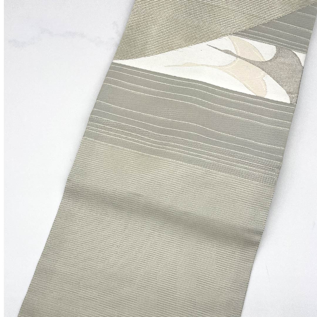 Nagoya obi, Unohana color, summer obi, silk, abstract pattern, obi length 362.5cm, pure silk, A rank, point pattern, semi-formal, gray, 1124004153322, Nagoya style