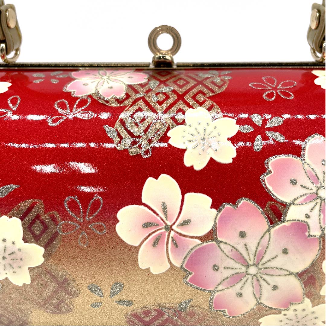 和装バック フォーマル 土耳古赤色(とるこあかいろ) 桜 花柄 振袖用 赤系 Sランク 113900023212