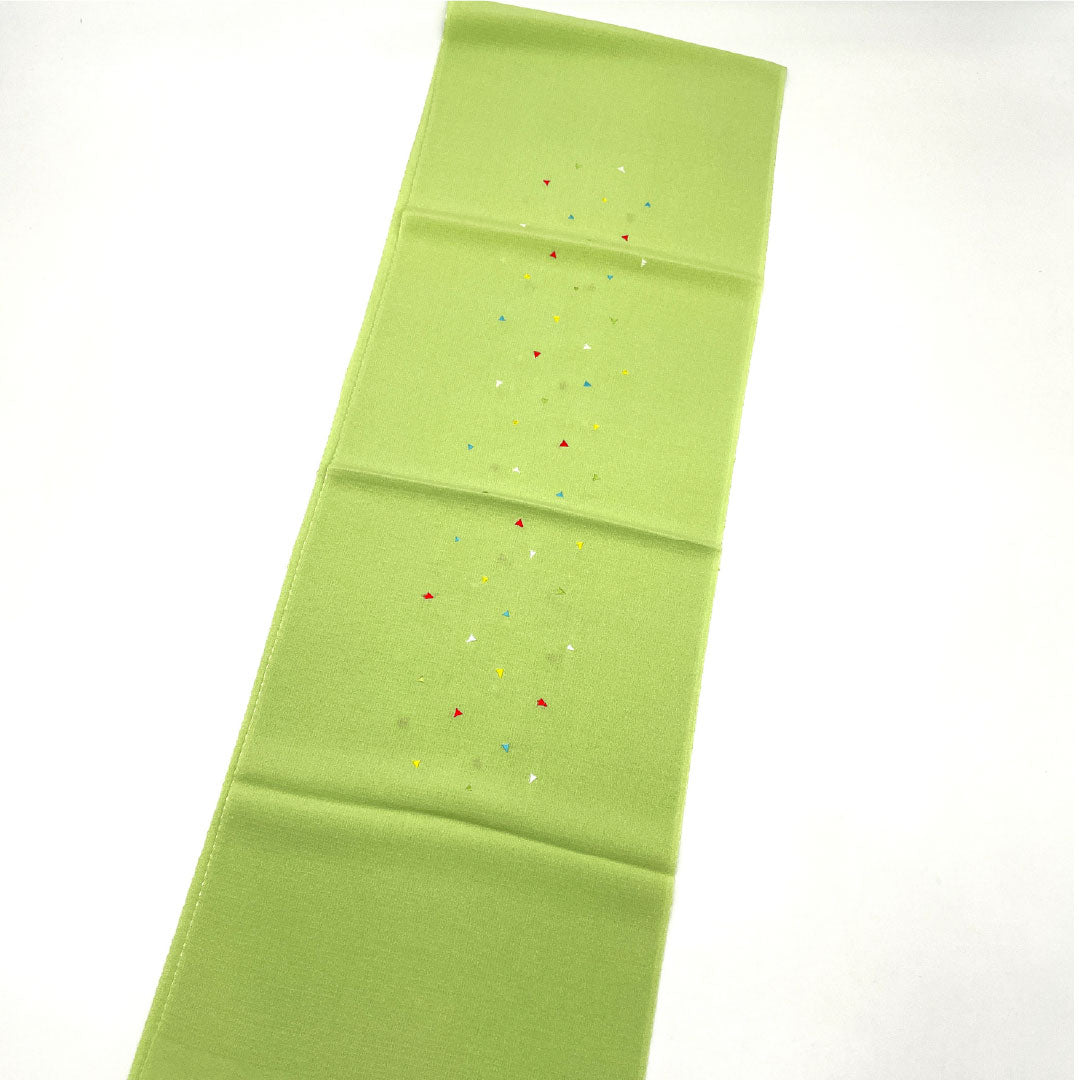 (Like New) Silk Obiage (Sash) - New, Casual, Pale Light Green, with Triangle and Geometric Patterns, Pop Style, Approximately 176cm Long, 28cm Wide, Green, Product Number: 1136001501919