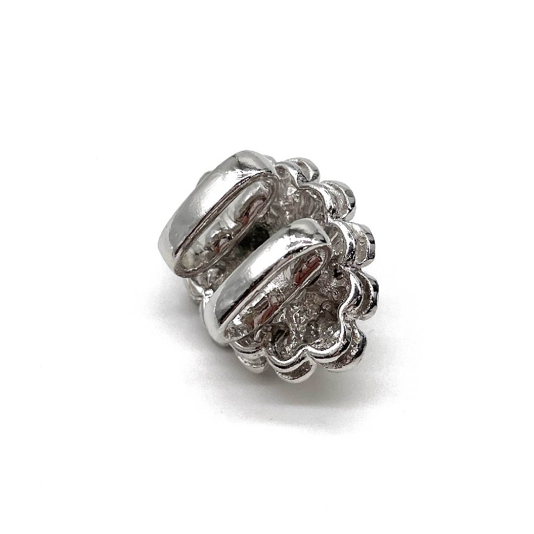 (新古品) 帯留め ガラス カジュアル スワロフスキー 花 長さ約2cm 幅約3cm Sランク 銀系 1137001012922