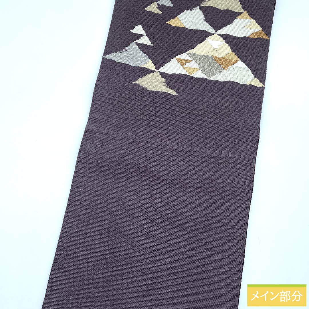 名古屋帯 爪搔き綴れ 井筒屋瀬平 深滅紫色 鱗 帯丈396cm 正絹 Sランク ポイント柄 カジュアル グレー系 1124005822322 松葉仕立て