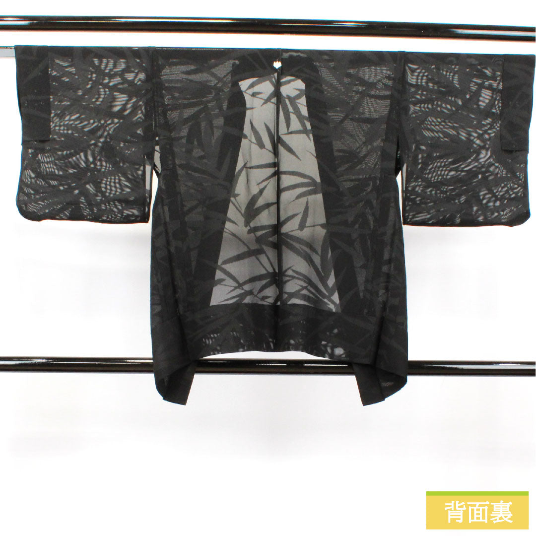 羽織 正絹 身丈79cm 裄丈62.5cm 紋紗 抽象模様 五三桐 一つ紋 Sランク 夏物 黒系 1117000922910