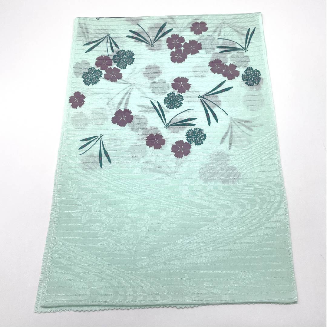 (新品)帯揚げ 正絹 セミフォーマル 薄水色(うすみずいろ) 夏物 撫子 トンボ 長さ約170cm 幅約29cm NEWランク 水色系 1136000801924