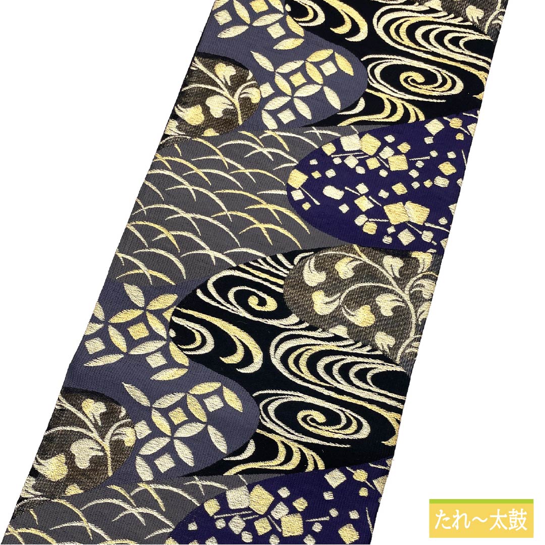 袋帯 正絹 観世流水 七宝 露芝 帯丈440cm Aランク 六通 フォーマル グラデーション系 1123013963399