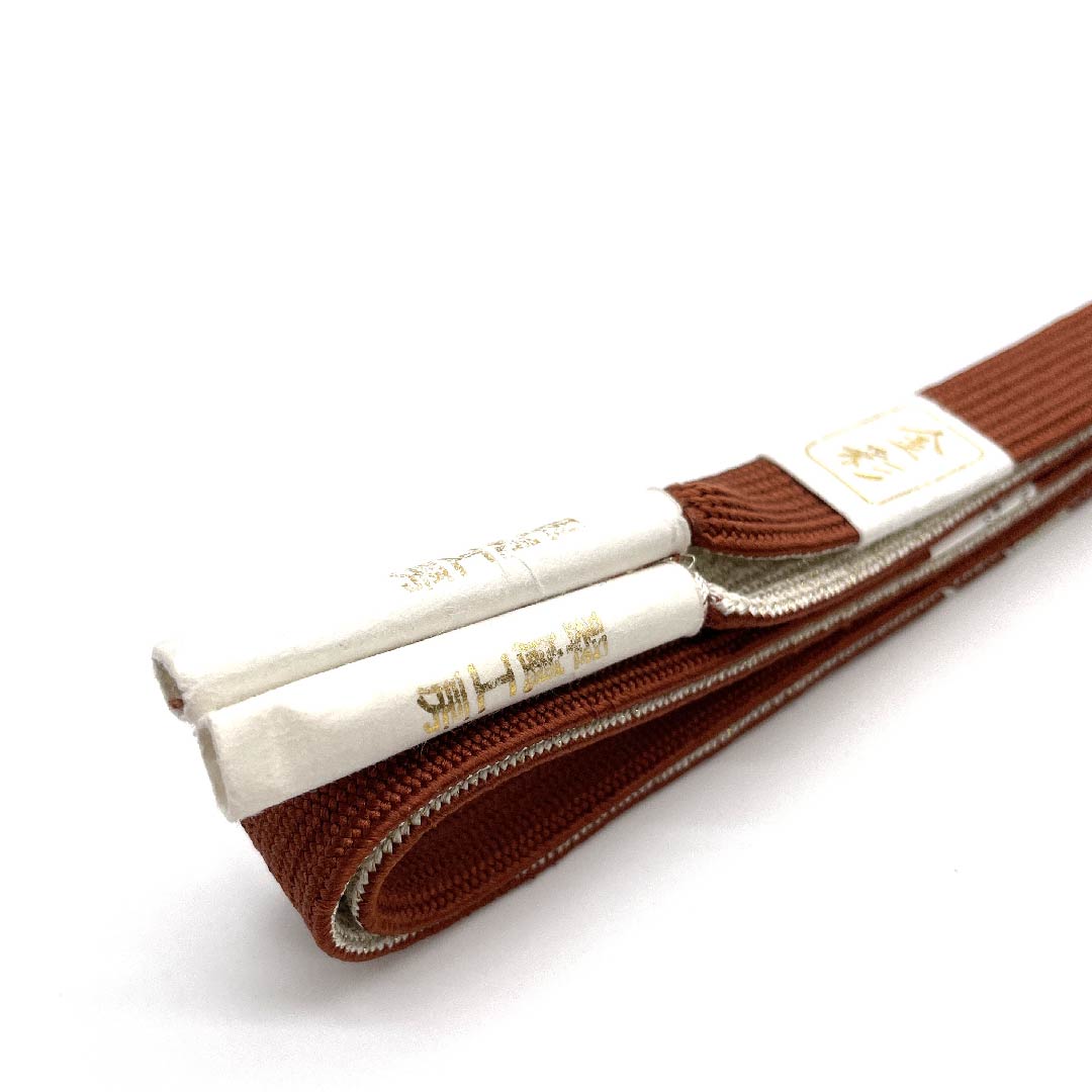 (新古品) 帯締め 正絹 四分紐 赤蘇芳色(あかすおういろ) 金属糸使用 翠嵐工房 金彩 長さ約162cm 幅約1.5cm セミフォーマル Sランク 茶系 1135001702914