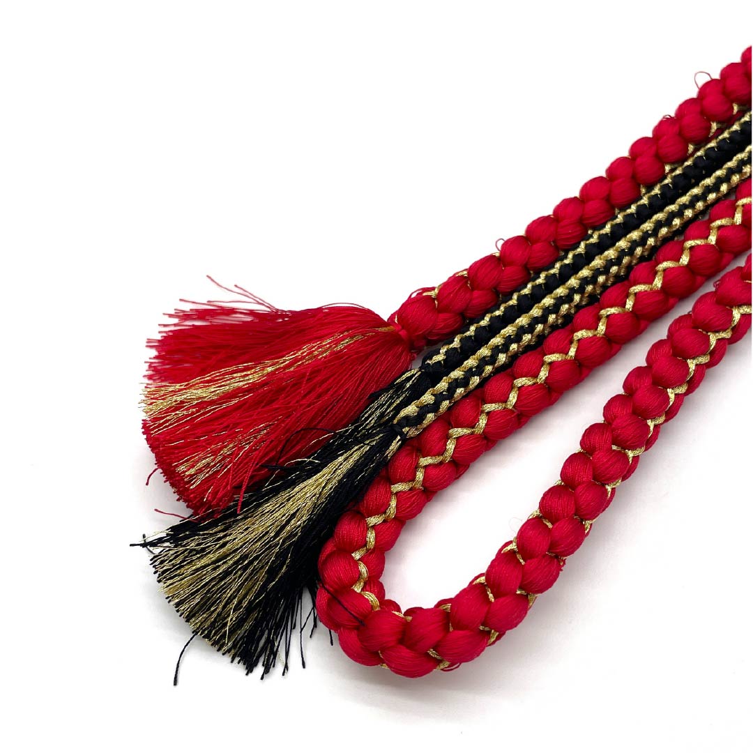 (新古品) 帯締め 正絹 土耳古赤色(とるこあかいろ) 振袖用 飾り付き 蝶 長さ約180cm 幅約1.2cm フォーマル NEWランク 赤系 1135003391412