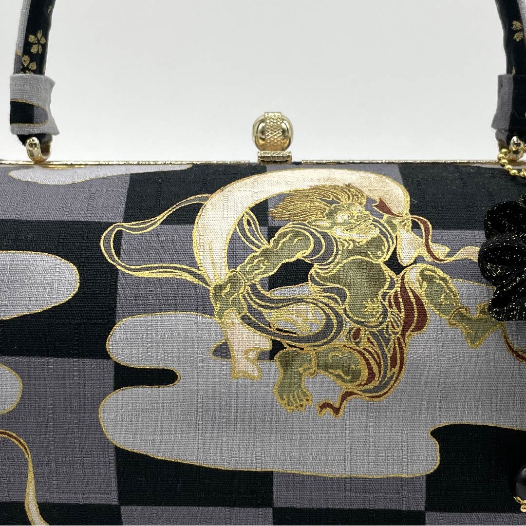 和装バッグ カジュアル NEWランク 黒色(くろいろ) 風神 雷神 市松模様 黒系 113900069110