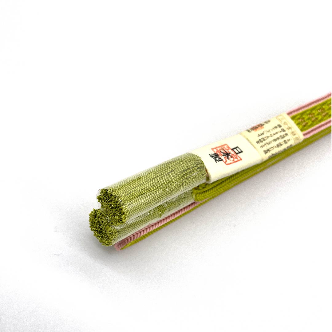 (New old stock) Silk obi-jime, quarter-length cord, hibiscus color, made with brilliantly colored three-quarter gold and silver thread, new old stock, length approx. 159cm, width approx. 1.7cm, semi-formal, S rank, green, 1135002722319