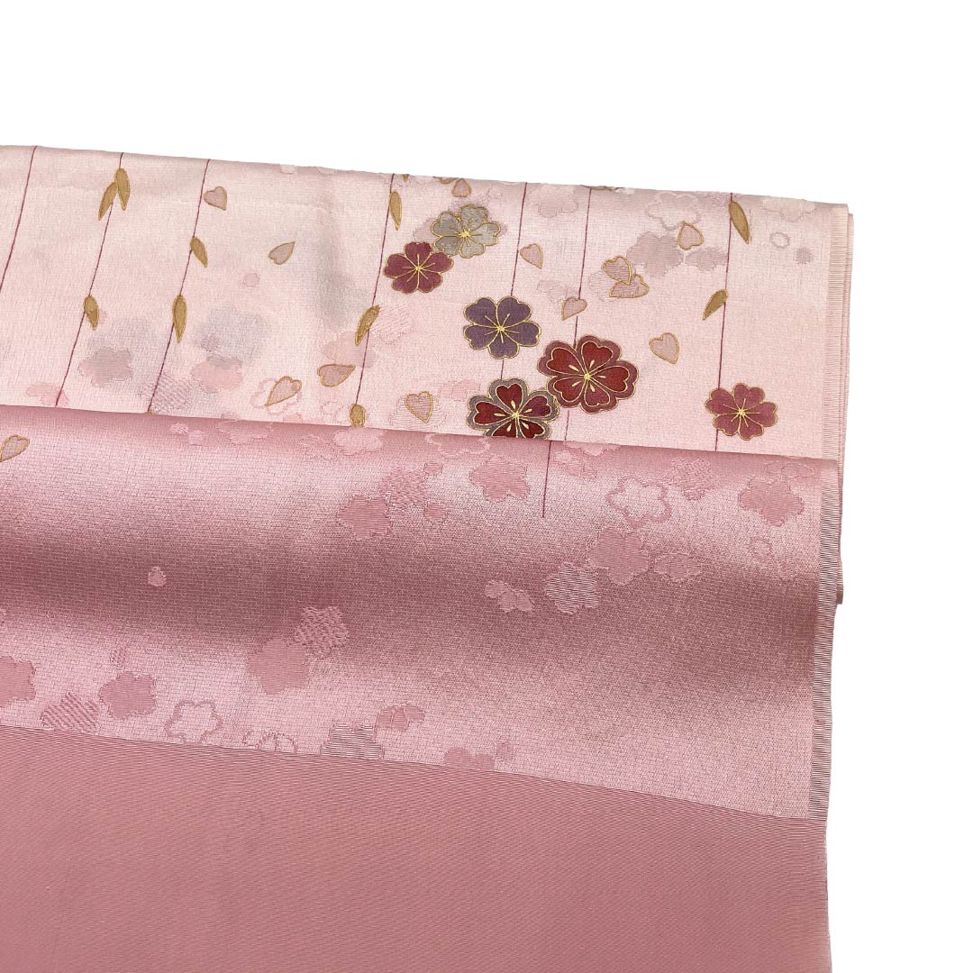 帯揚げ 正絹 Sランク セミフォーマル 桃色(ももいろ) 桜 古典柄 花柄 長さ約170cm 幅約30cm ピンク系 1136003632913