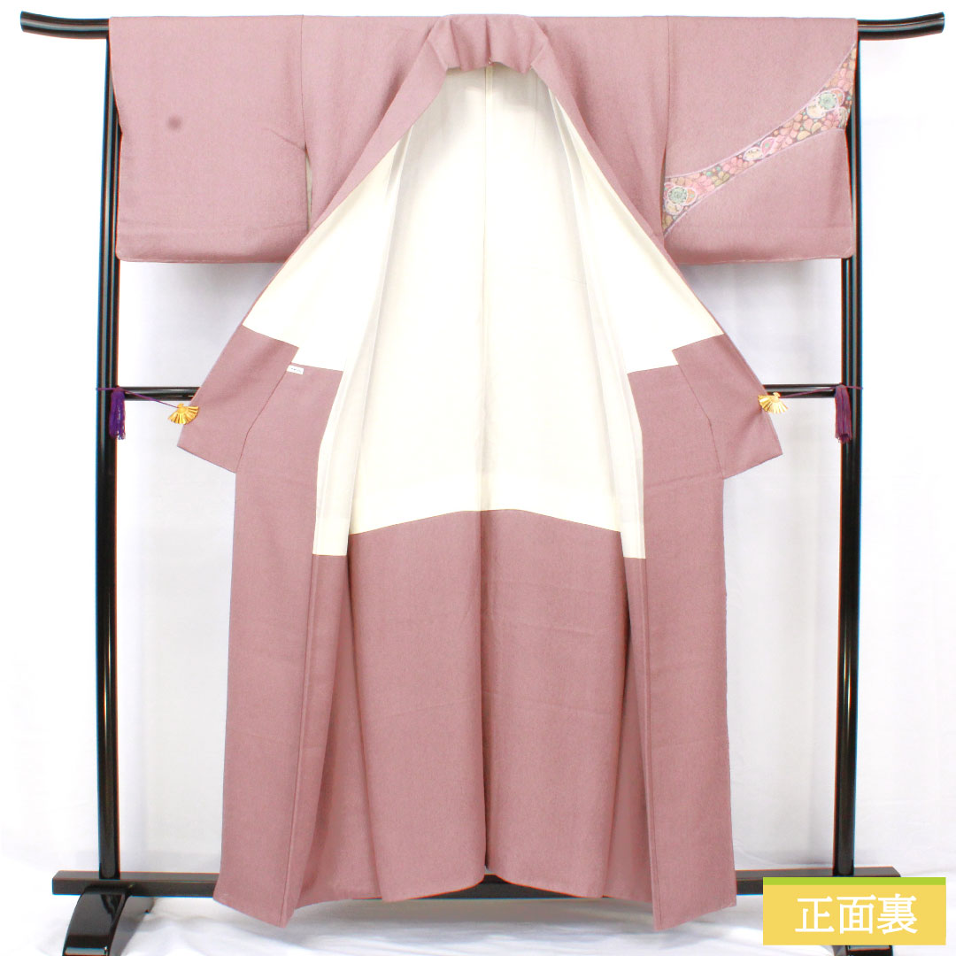 訪問着 正絹 袷 身丈157cm 裄丈66.5cm 葡萄色(えびいろ) 辻ヶ花 パールトーン加工 Aランク 紫系 1112005863320