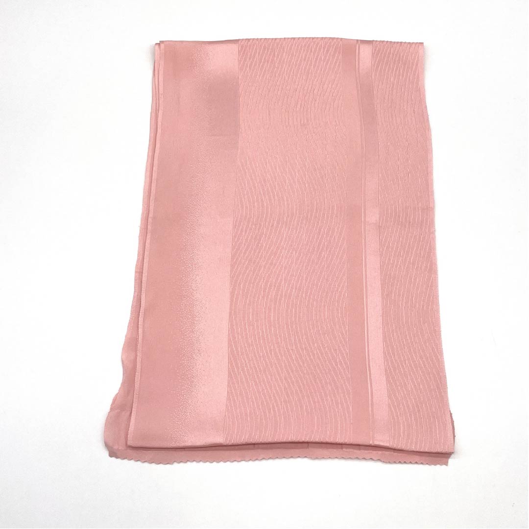 帯揚げ 正絹 セミフォーマル 浅紅色(あさべにいろ) 曲線 幾何学模様 長さ約170cm 幅約27cm Sランク ピンク系 1136000382913