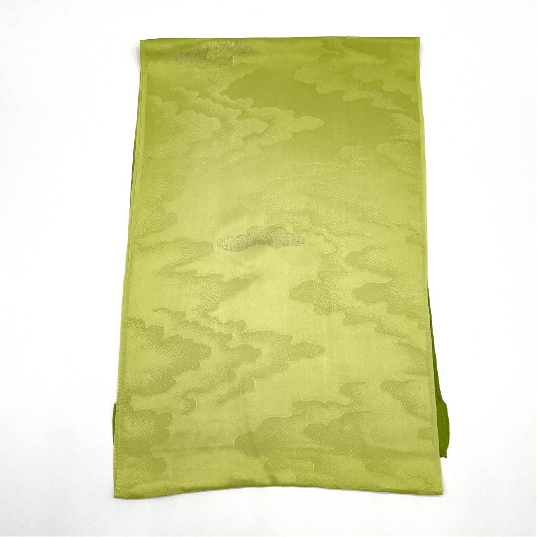 帯揚げ 正絹 フォーマル 青柳色(あおやぎいろ) 雲 古典柄 長さ約180cm 幅約30cm Sランク 緑系 1136000342919