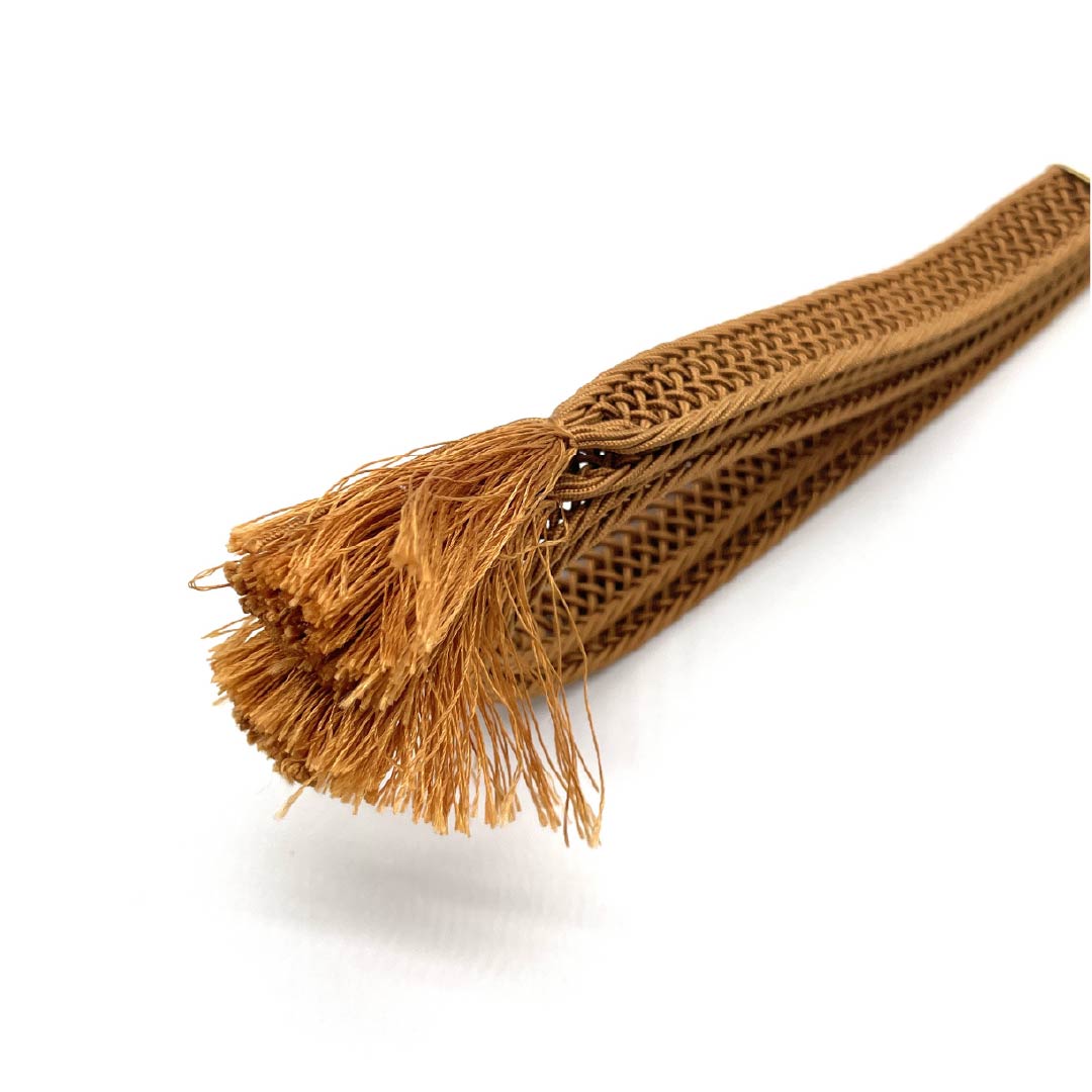 Obijime (sash fastener) made of pure silk, quarter-length string, camel color, summer use, plain, length approx. 164cm, width approx. 1.5cm, casual, S rank, brown, 1135003262314