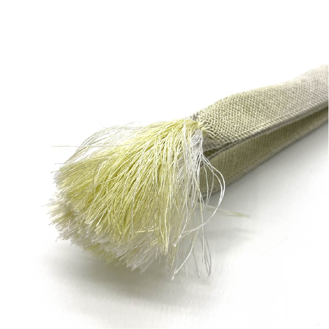 Obijime (sash fastener) made of pure silk, quarter-length cord, sulfur color, for summer, for single layer kimono, length 159cm, width 1.5cm, formal, S rank, green, 1135003212319