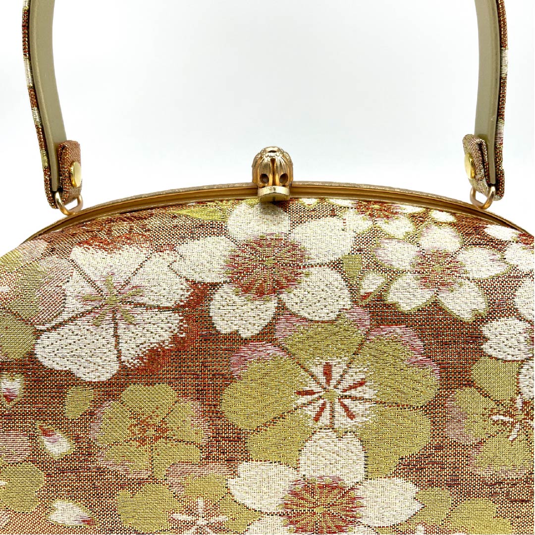 和装バック フォーマル 紅鬱金色(べにうこんいろ) 振袖用 桜 花柄 橙系 Sランク 113900012226