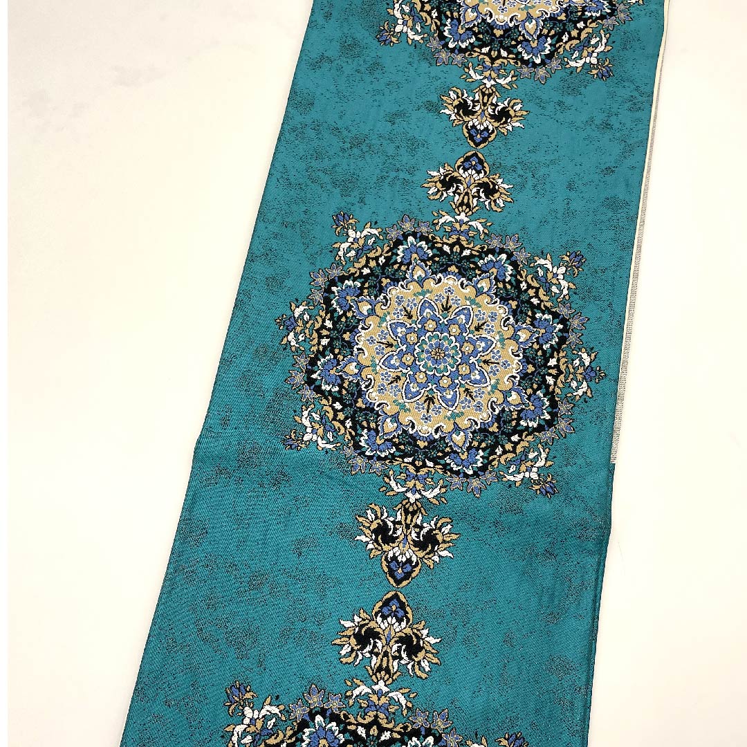(Unmade) Fukuro Obi (Hekishoku-iro) Persian pattern, Length 466cm, Pure silk, New rank, Six-pass, Semi-formal, Green, 1123009041419