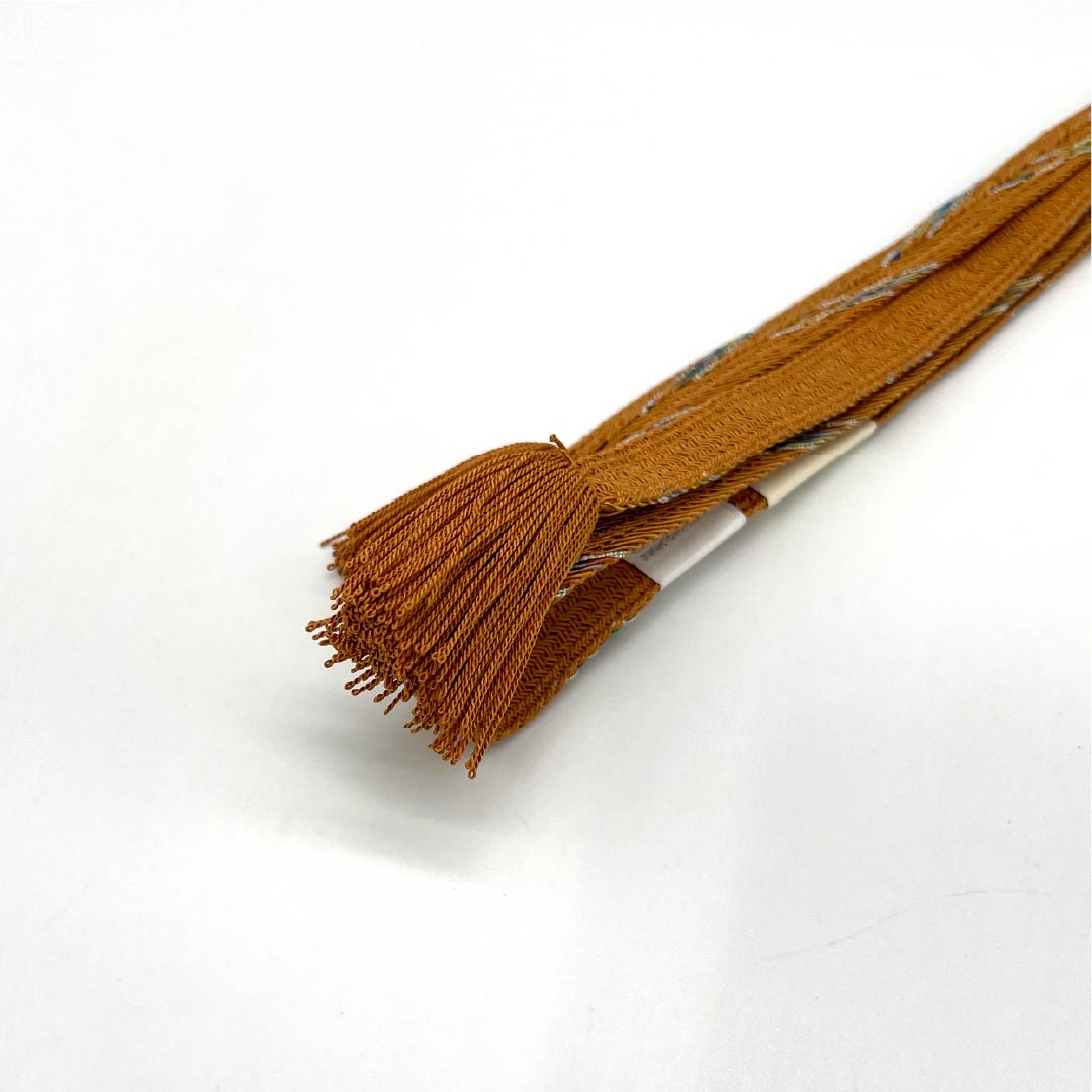 (新品)帯締め 正絹 NEWランク 黄櫨染色(こうろぜんいろ) 翠嵐工房 単衣用 夏用 長さ約165cm 幅約1.5cm セミフォーマル 茶系 1135005491314