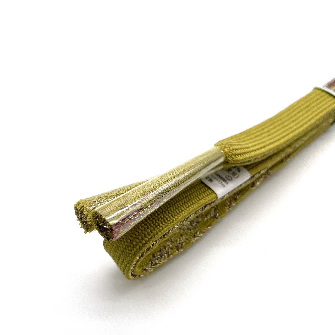 (New old stock) Silk obijime (sash fastener) - 4-string cord - Imperial color - Metallic thread used - New old stock - Length approx. 159cm - Width approx. 1.5cm - Semi-formal - S rank - Green - 1135001692919