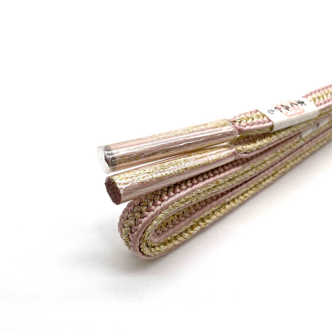 (New old stock) Silk obi-jime (sash fastener) Sakura-iro (cherry blossom color) Metallic thread used Kyo-kumihimo (braided string) New old stock Length approx. 168cm Width approx. 1cm Semi-formal S rank Pink 1135001532913