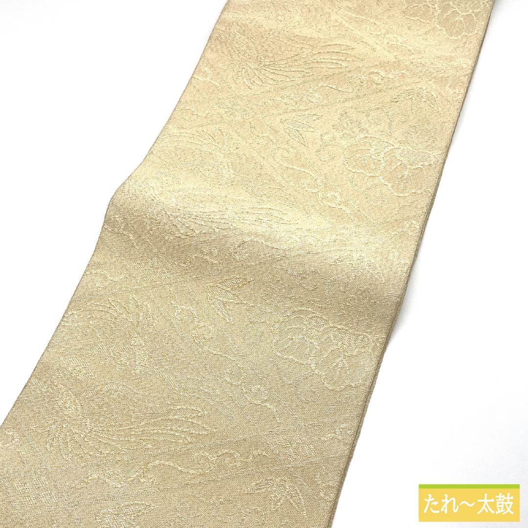 名古屋帯 綴れ織 抽象模様 財布付き 帯丈361cm 正絹 Sランク 全通 セミフォーマル 金系 1124008962321 松葉仕立て