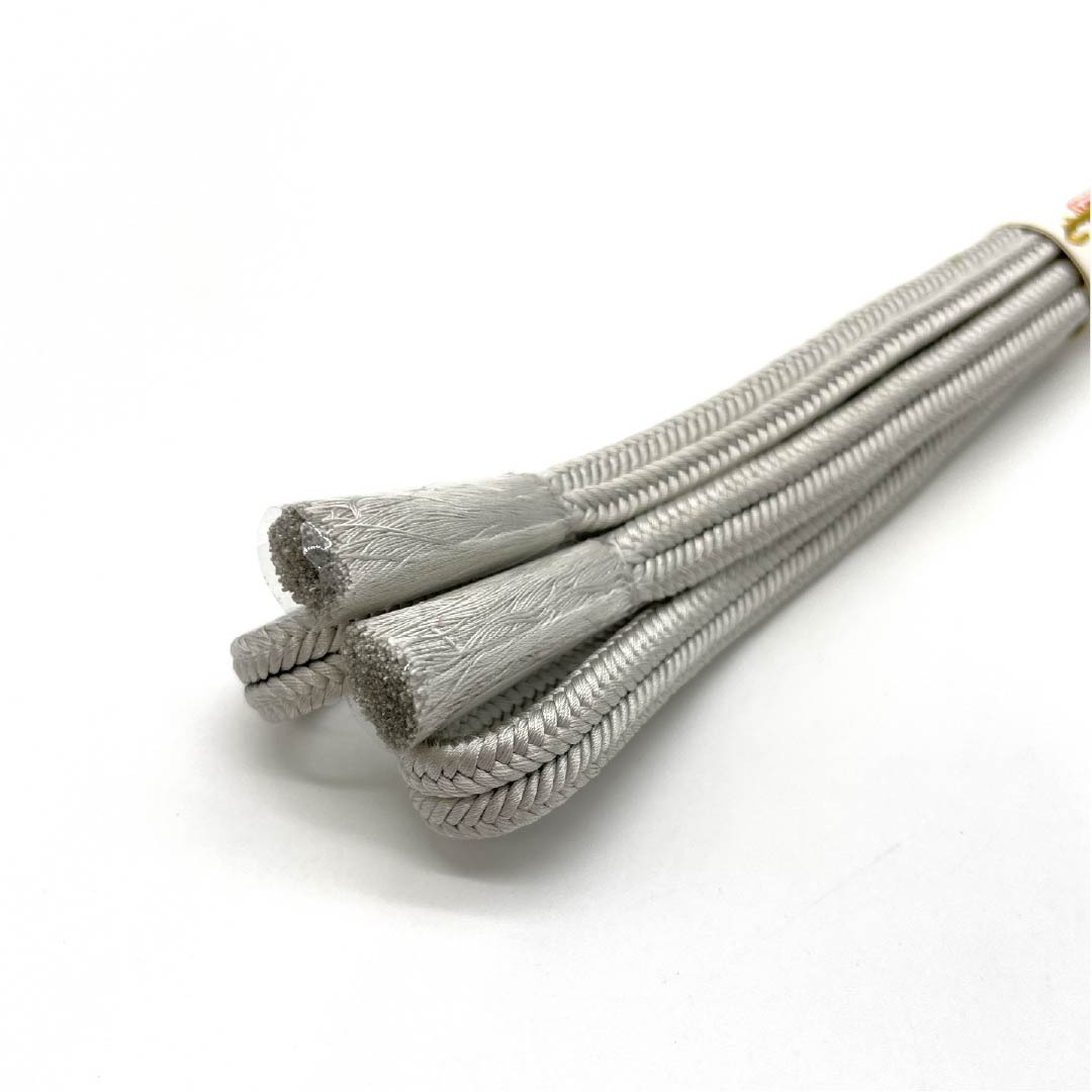 (新古品) 帯締め 正絹 薄鼠色(うすねずいろ) 冠組 新古品 長さ約151.5cm 幅約1cm セミフォーマル NEWランク グレー系 1135003521322